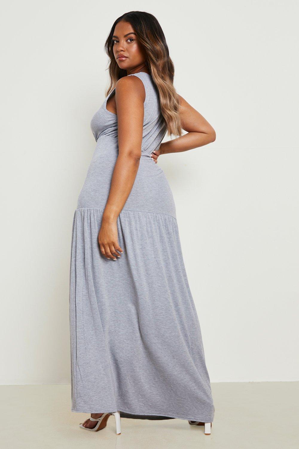 Tiered jersey maxi clearance dress